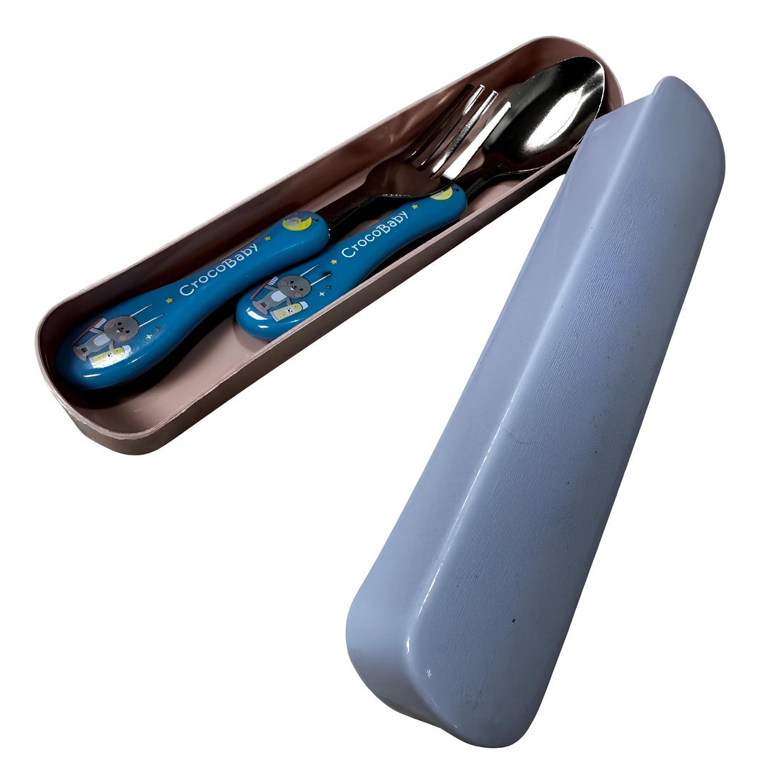 Kit Talheres Infantil Aço Inox 304 E Silicone Com Estojo