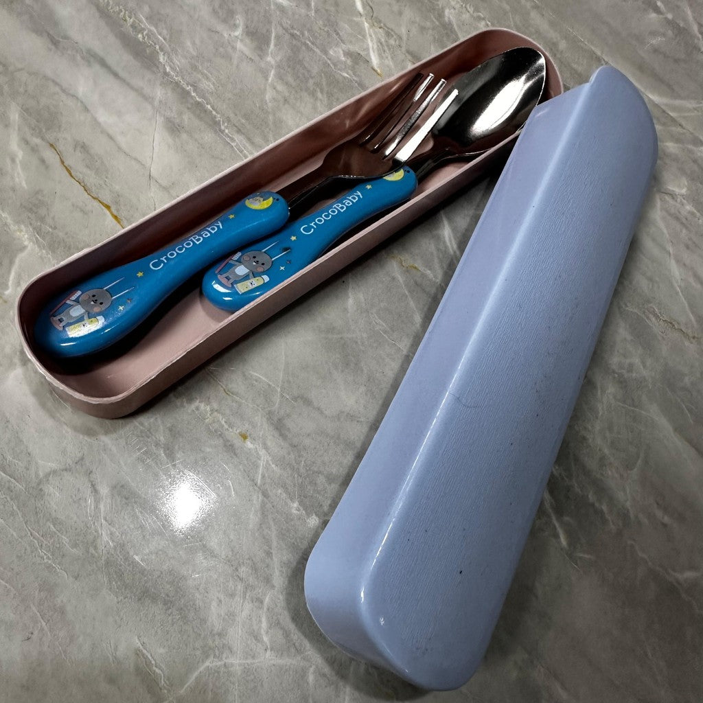 Kit Talheres Infantil Aço Inox 304 E Silicone Com Estojo