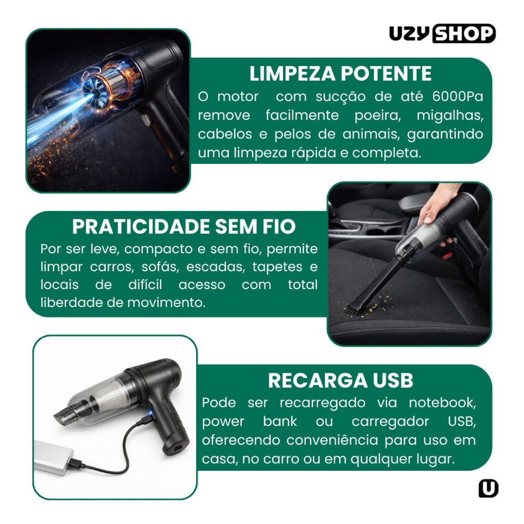 Mini Aspirador Soprador faz Vácuo 3 Em 1 Ar Portátil Usb Lin - Imagem 4
