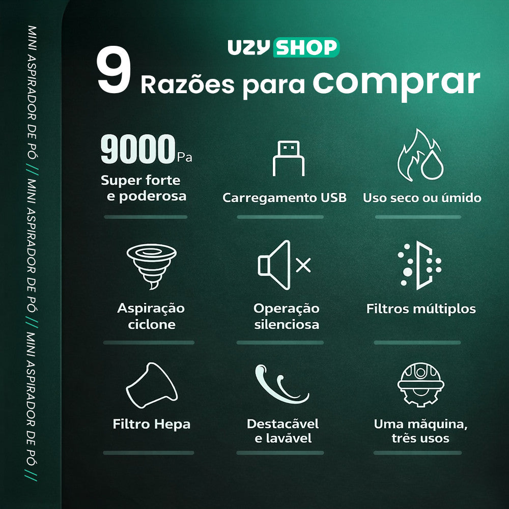 Mini Aspirador Soprador faz Vácuo 3 Em 1 Ar Portátil Usb Lin - Imagem 5