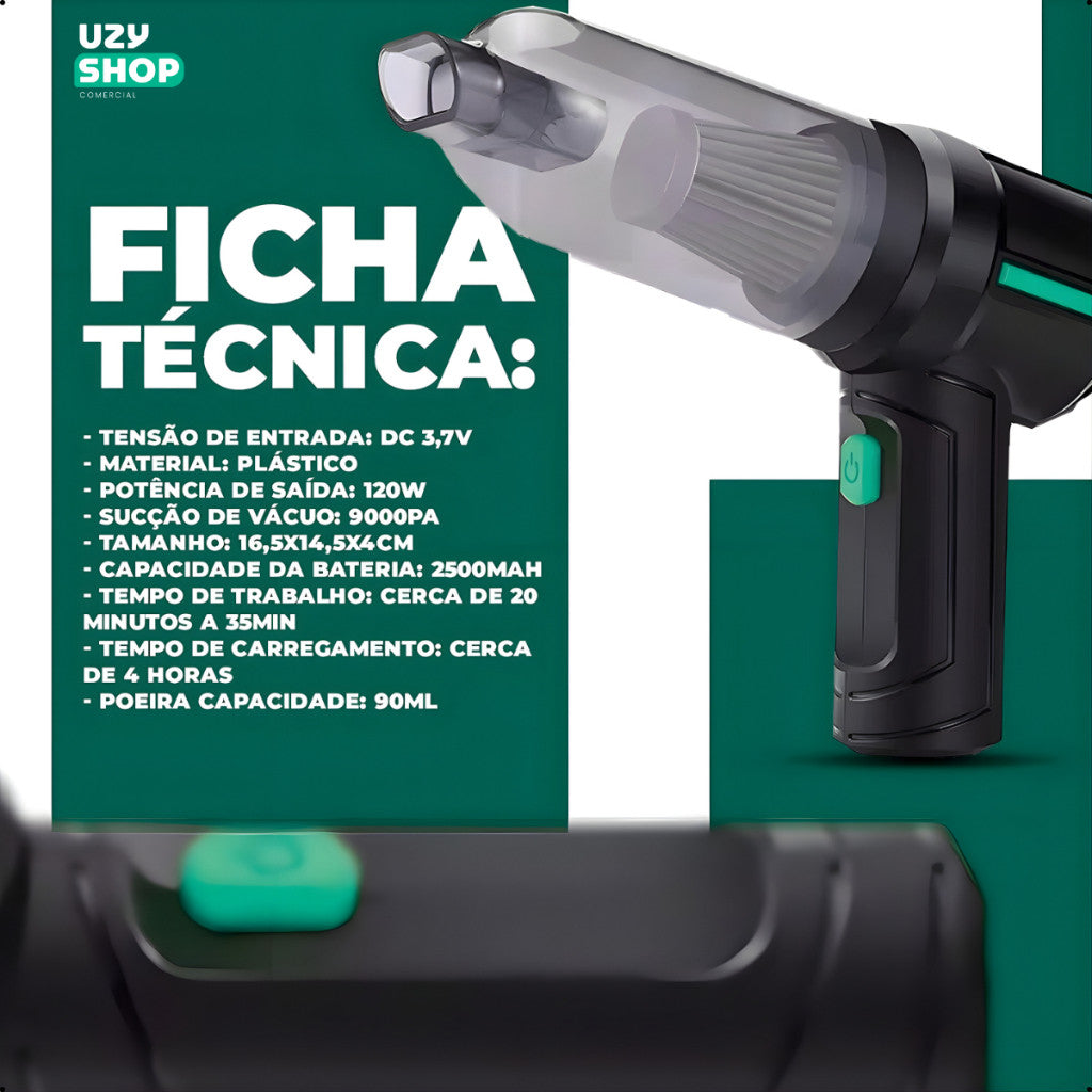 Mini Aspirador Soprador faz Vácuo 3 Em 1 Ar Portátil Usb Linha Premium Carro E Casa
