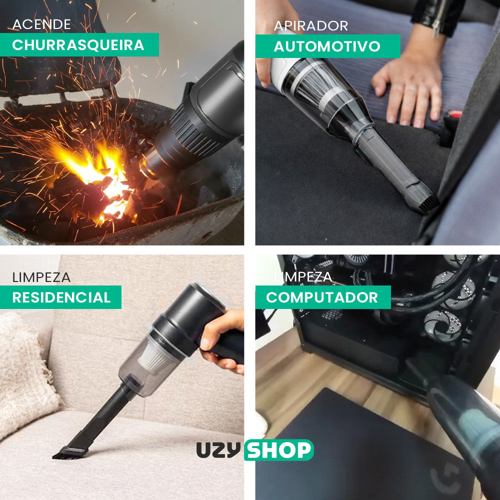 Mini Aspirador Soprador faz Vácuo 3 Em 1 Ar Portátil Usb Linha Premium Carro E Casa