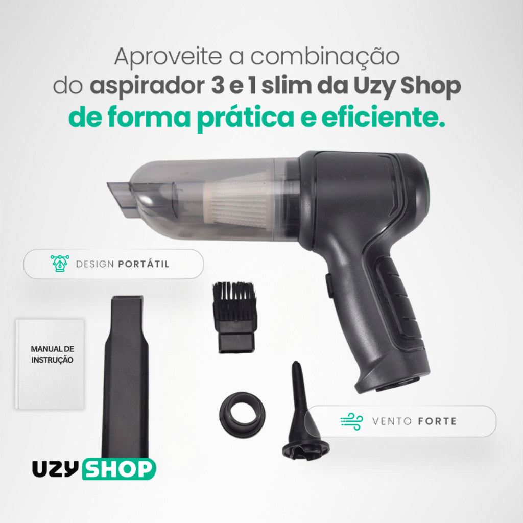 Mini Aspirador Soprador faz Vácuo 3 Em 1 Ar Portátil Usb Linha Premium Carro E Casa
