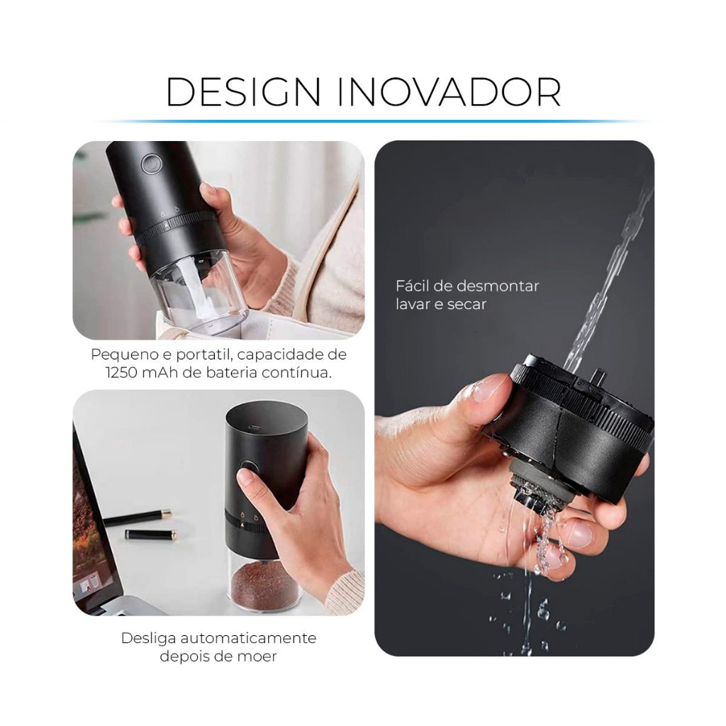 Moedor de Grão de Café Elétrico Portátil Grão Recarregável Portátil Ajuste Níveis de Moagem - Uzy Shop