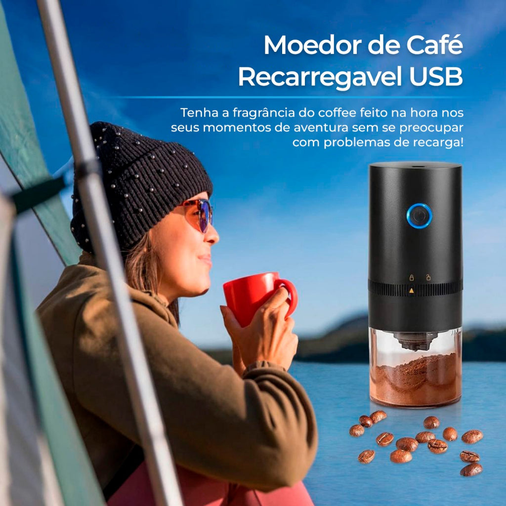 Moedor de Grão de Café Elétrico Portátil Grão Recarregável Portátil Ajuste Níveis de Moagem - Uzy Shop