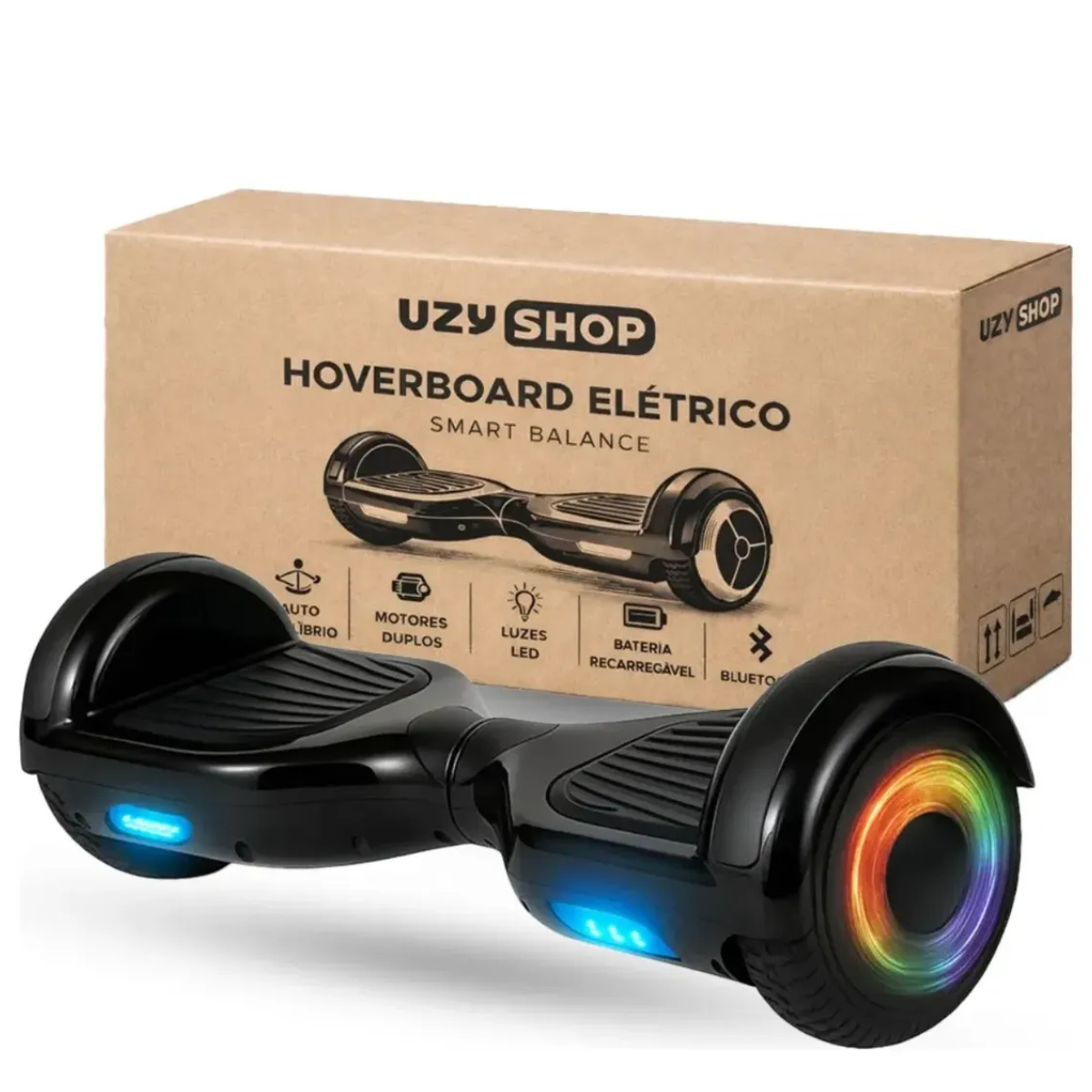 Hoverboard Infantil 6.5 Polegadas LED Bluetooth 600W Motor Duplo