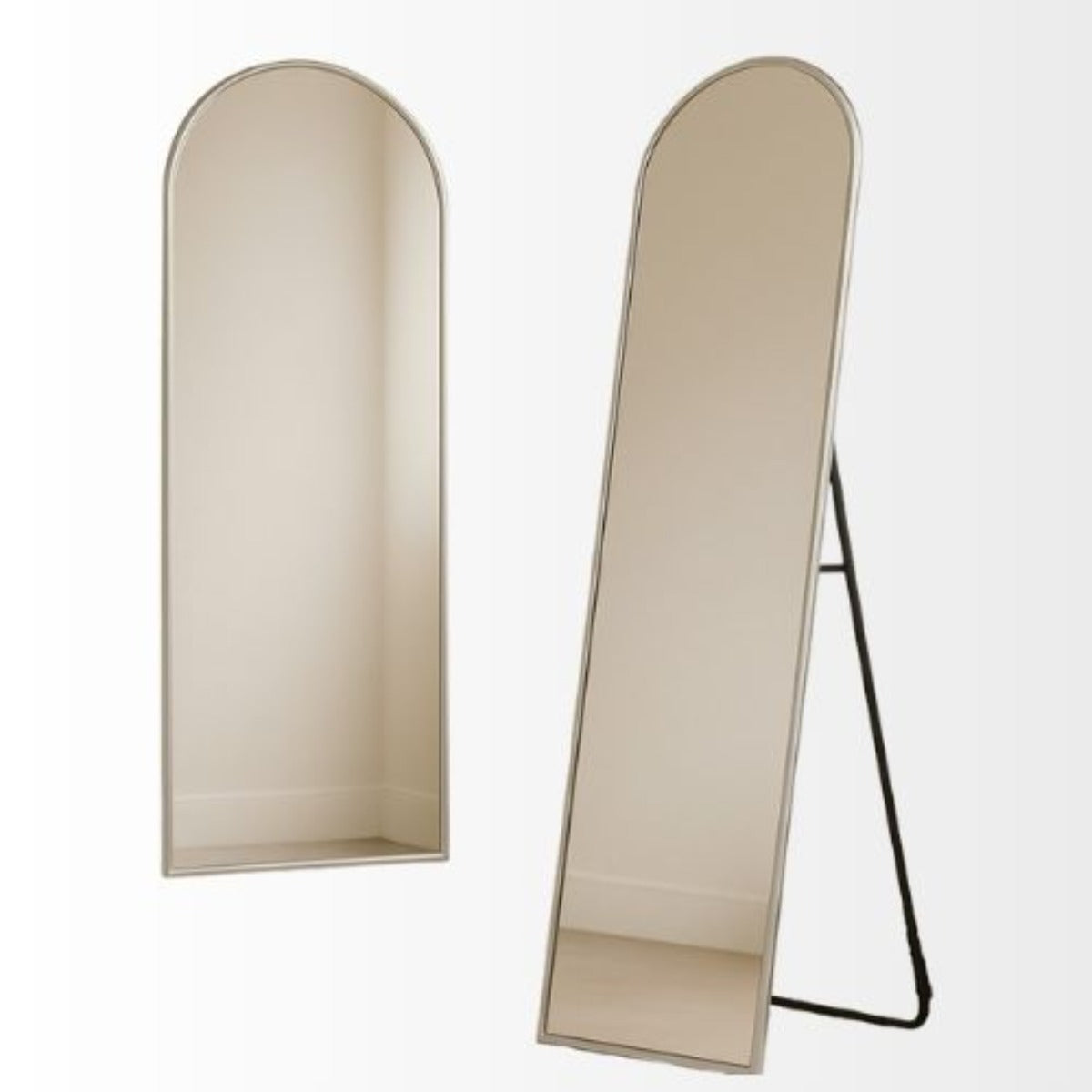 Espelho Corpo Inteiro 147x37 Cantos Arredondados Moldura Preta, Prata ou Dourado