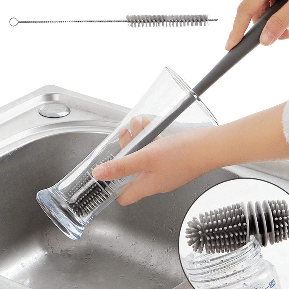 Escova de Silicone 33cm para Copos, Mamadeiras e Garrafas - Limpeza Fácil e Eficiente! - Uzy Shop