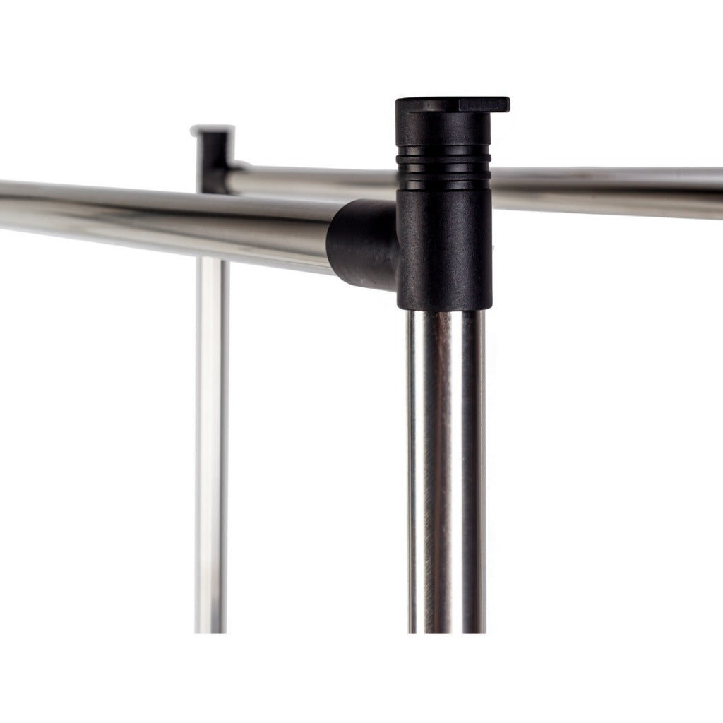 Arara Dupla De Roupas Altura Regulável Sapateira E Rodinha Aço Inox Cabideiro - Uzy Shop