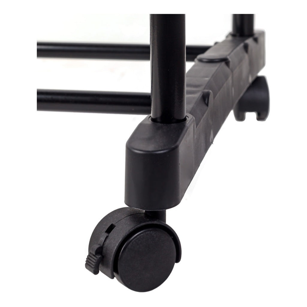 Arara Dupla De Roupas Altura Regulável Sapateira E Rodinha Aço Inox Cabideiro - Uzy Shop