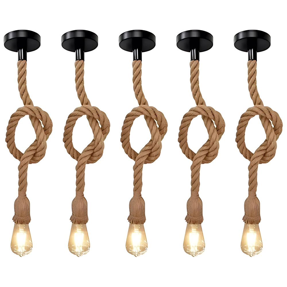 Kit 5 Pendente Corda 1M Retro Vintage Rústico Sisal E27 Para Decoração 1 Metro - Uzy Shop