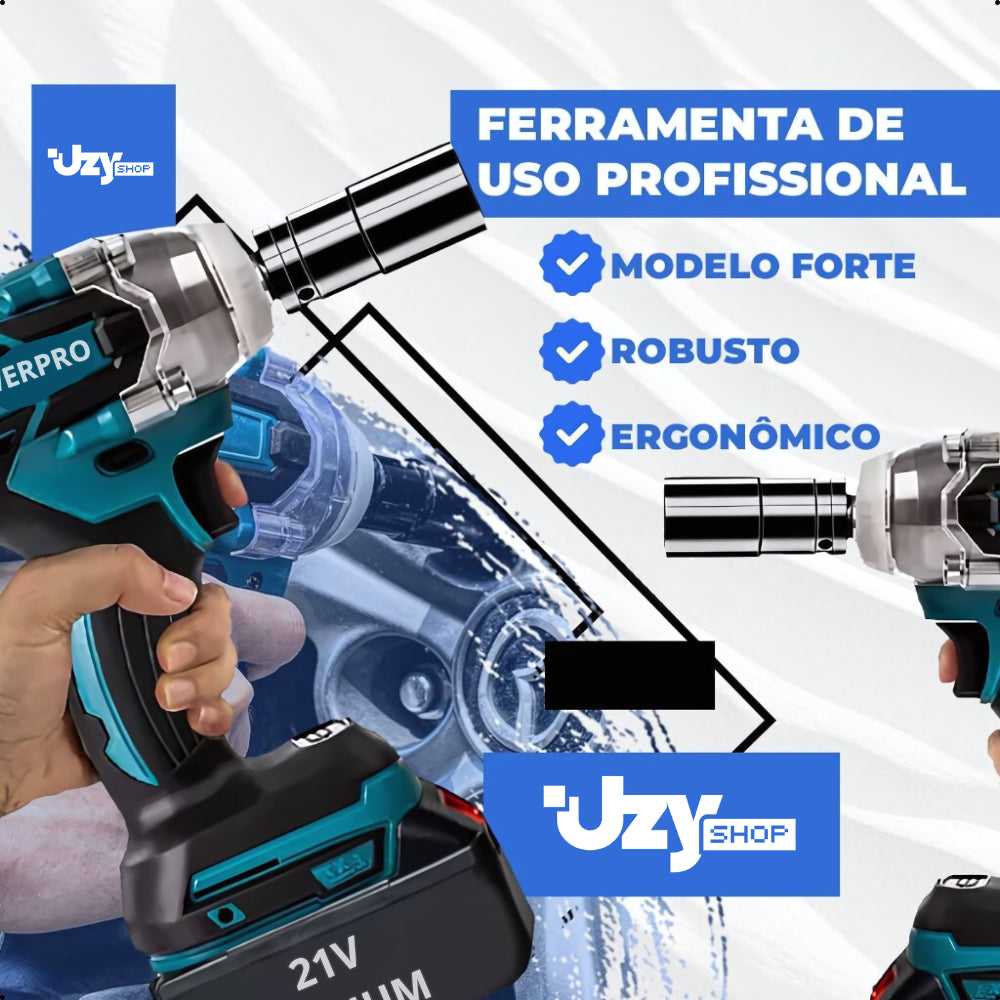 Chave De Impacto Parafusadeira Furadeira PowerPro + Maleta Acessorios 02 Baterias 21v - Uzy Shop