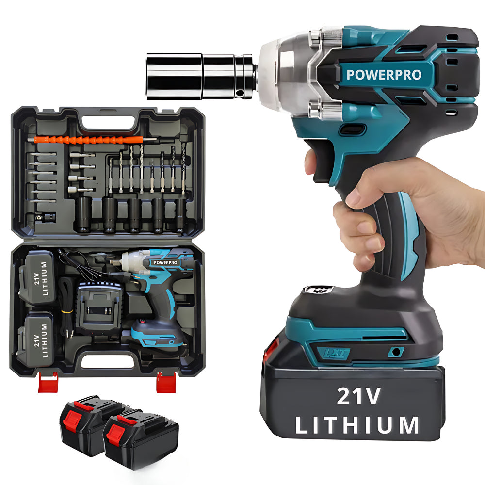 Chave De Impacto Parafusadeira Furadeira PowerPro + Maleta Acessorios 02 Baterias 21v - Uzy Shop