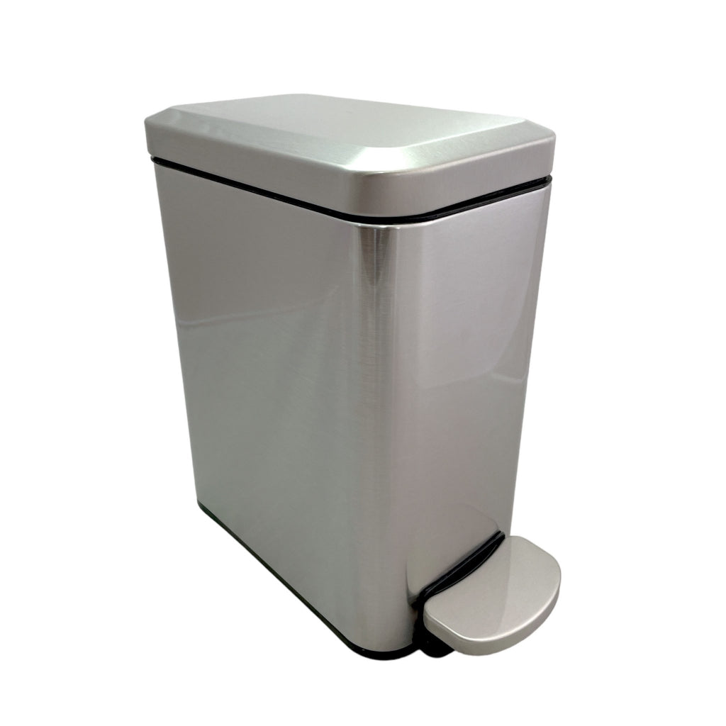 Lixeira Retangular Slim 5 Litros com Pedal Inox Branco Preto Cozinha Banheiro Apartamento Globalmix - Uzy Shop