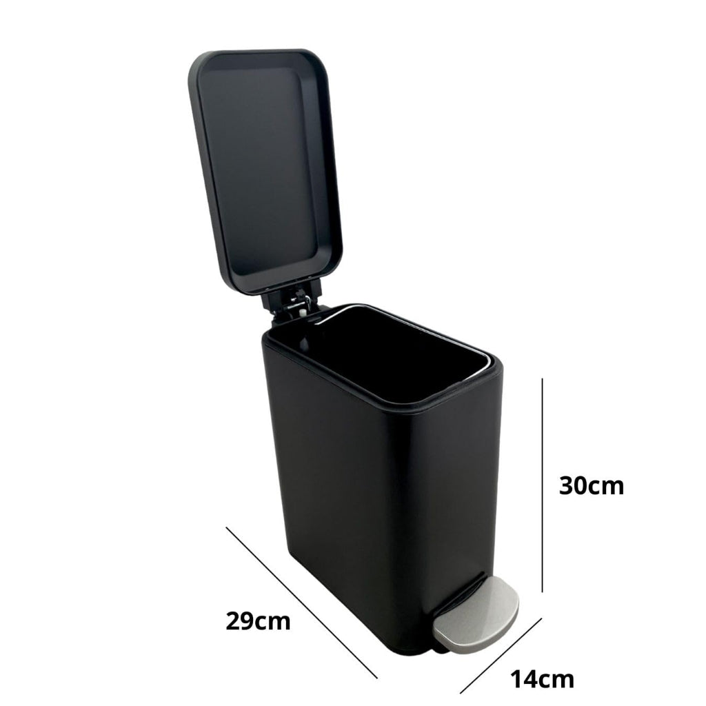 Lixeira Retangular Slim 5 Litros com Pedal Inox Branco Preto Cozinha Banheiro Apartamento Globalmix - Uzy Shop