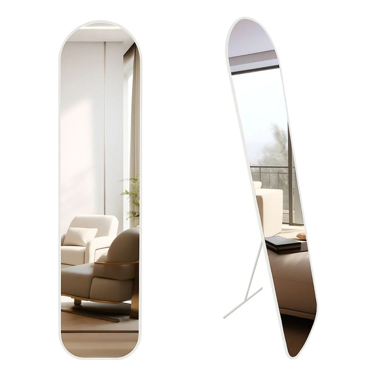 Espelho Capela 146x36cm com Suporte de Chão e Parede Moldura Colorida