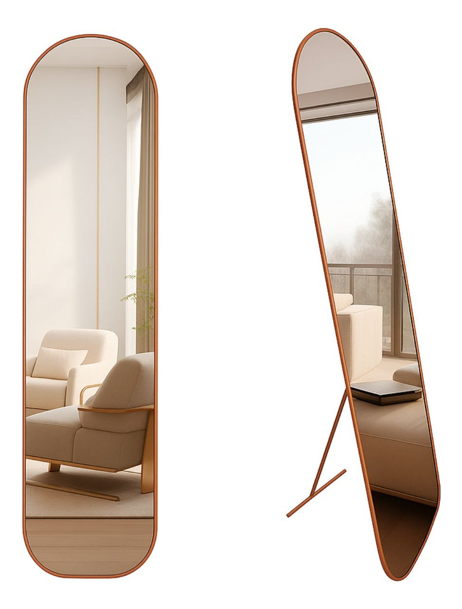Espelho Capela de Chão 146x36cm com Moldura Colorida – Design Orgânico e Moderno