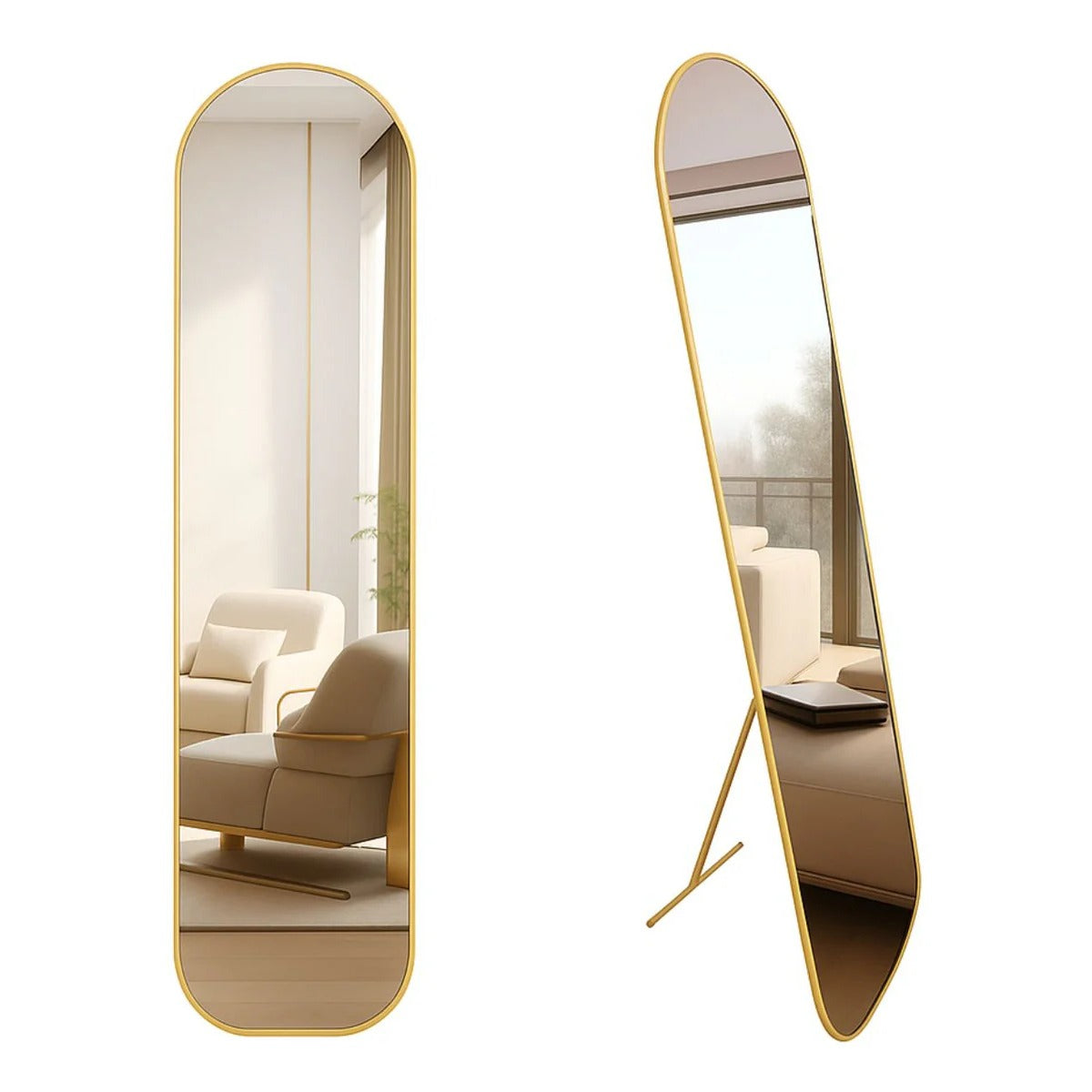 Espelho Capela 146x36cm com Suporte de Chão e Parede Moldura Colorida