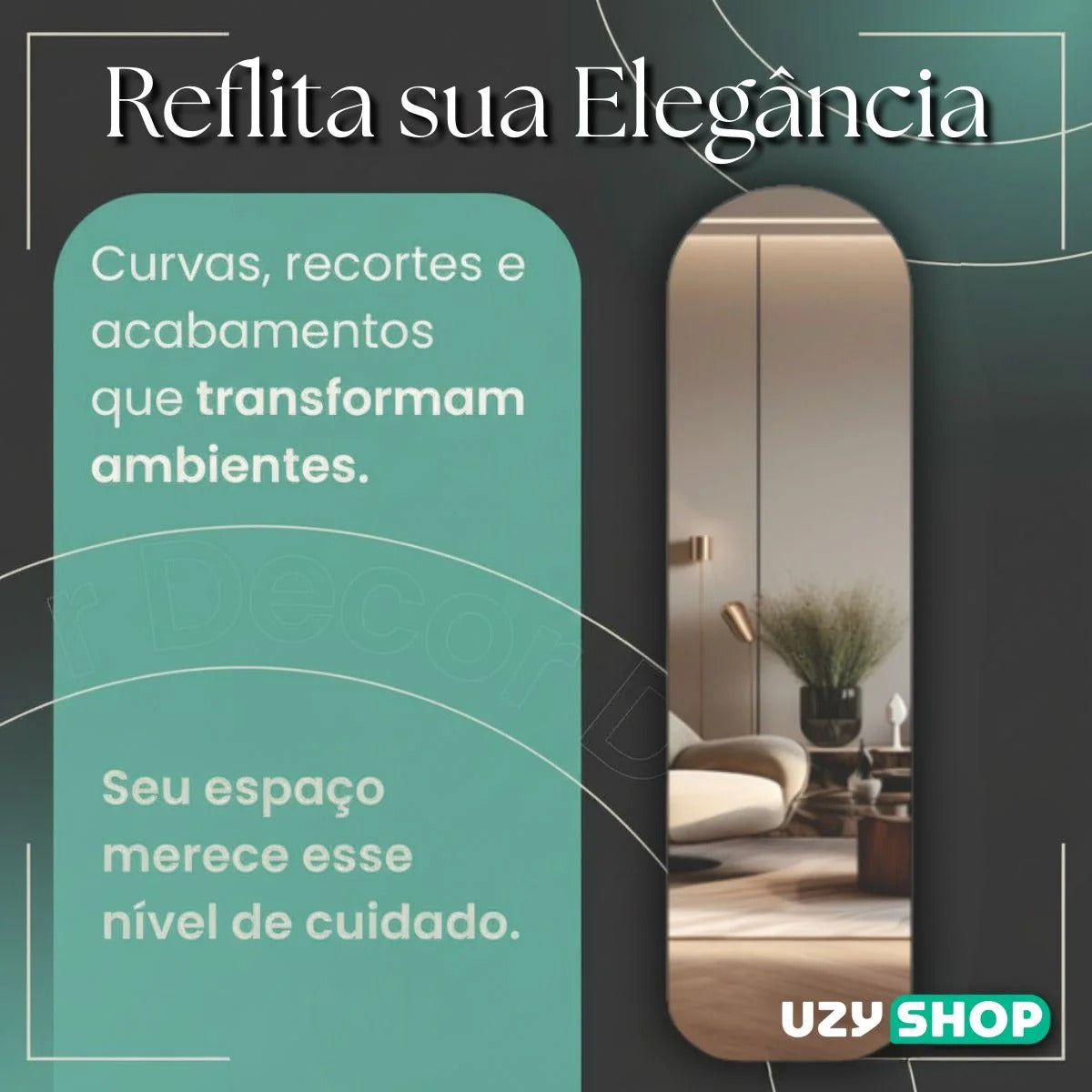 Espelho Capela 146x36cm com Suporte de Chão e Parede Moldura Colorida