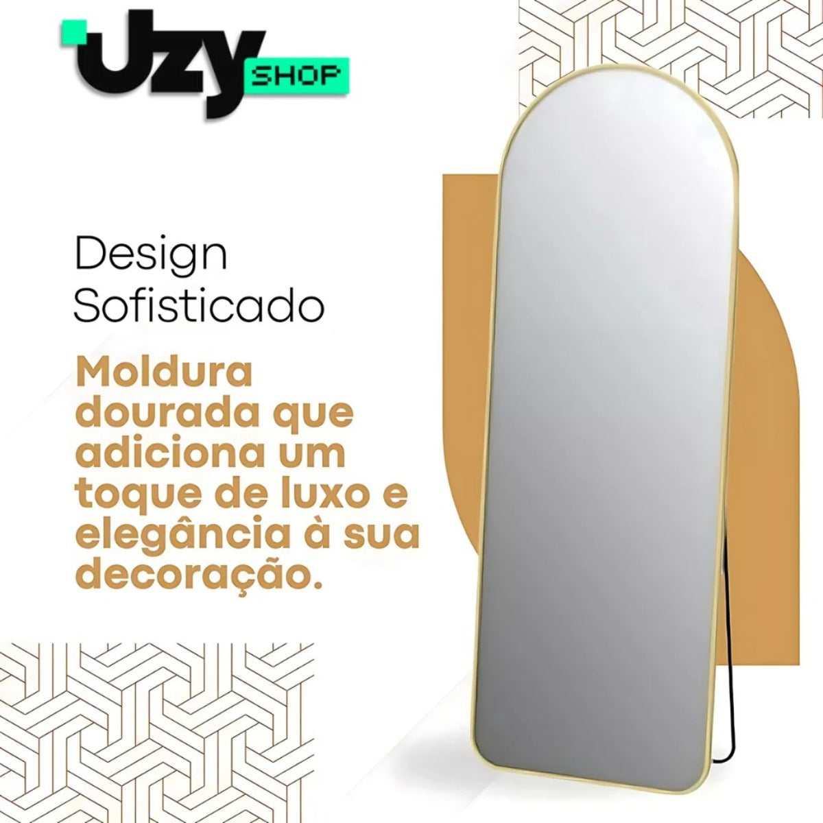 Espelho De Chão 157x47cm Oval Corpo Inteiro Moldura Alumínio