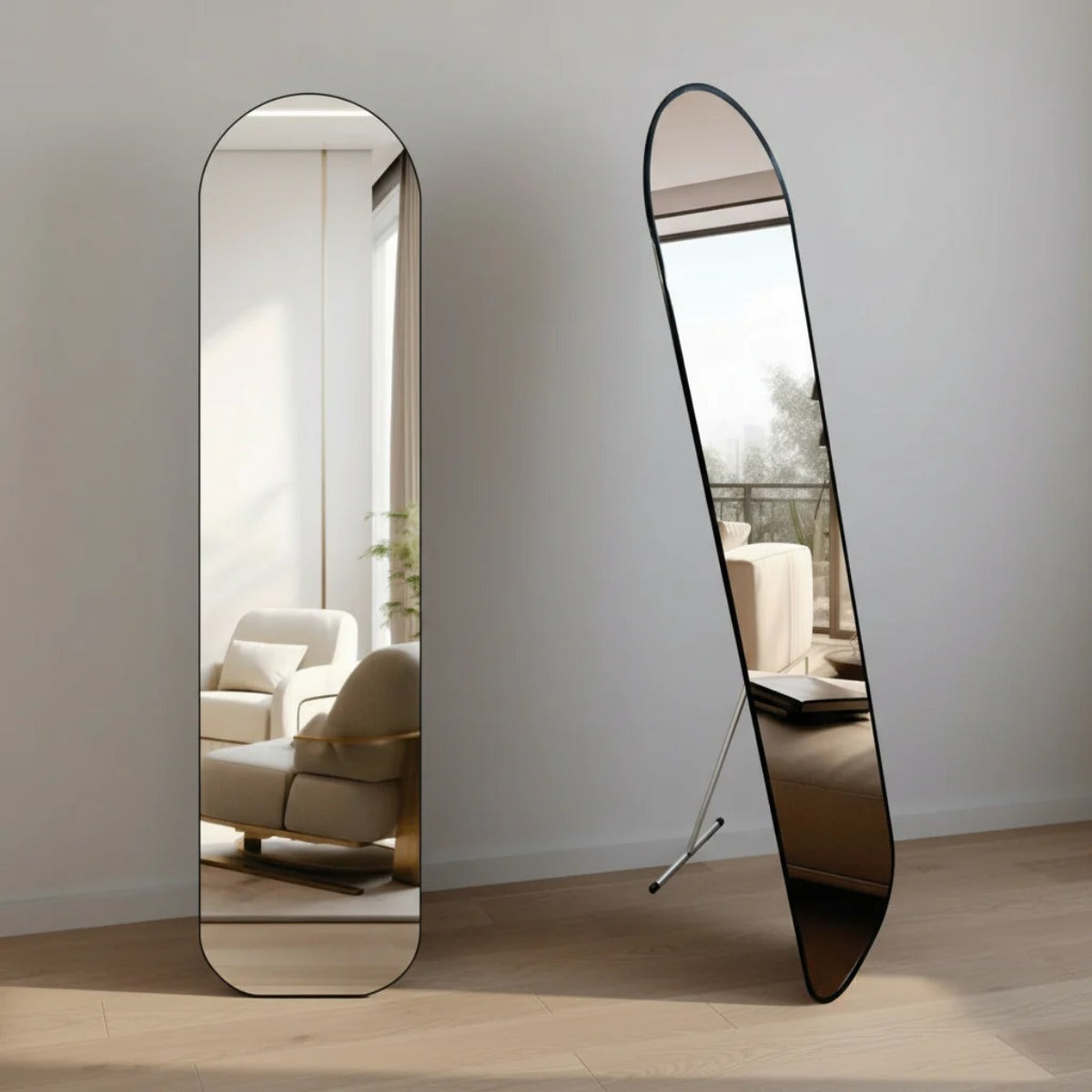 Espelho Capela 146x36cm com Suporte de Chão e Parede Moldura Colorida