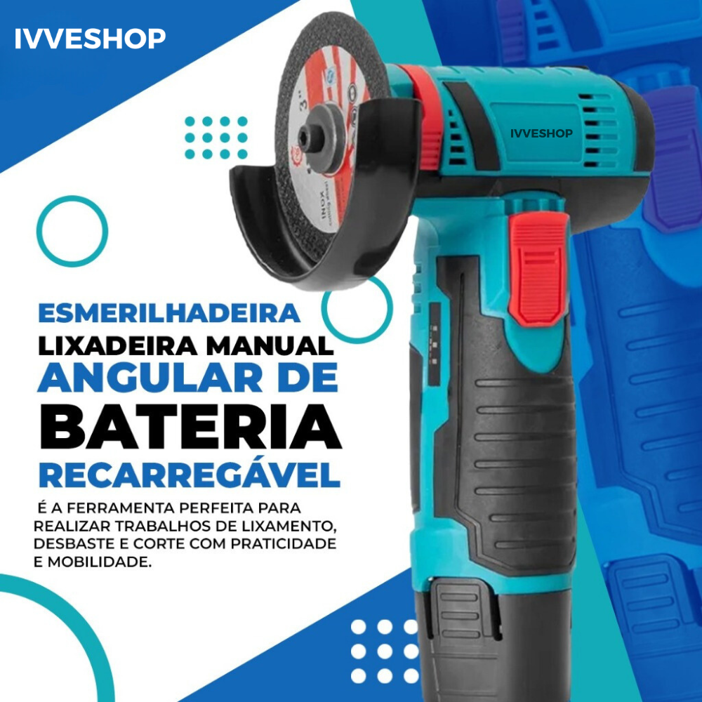 Esmerilhadeira Lixadeira PowerGrip Portátil Bateria Recarregável 12V Serra Mármore - Uzy Shop
