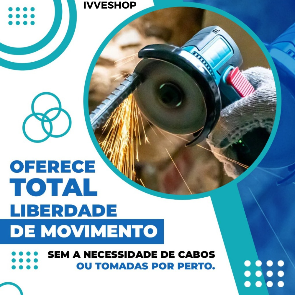 Esmerilhadeira Lixadeira PowerGrip Portátil Bateria Recarregável 12V Serra Mármore - Uzy Shop