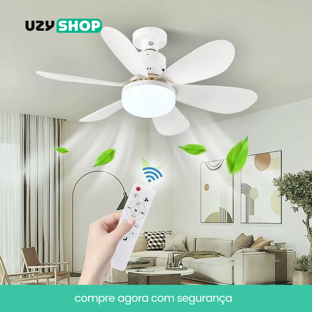 Ventilador De Teto Silencioso 60w Com Luz Led Lâmpada Top Embutida 3 Cores