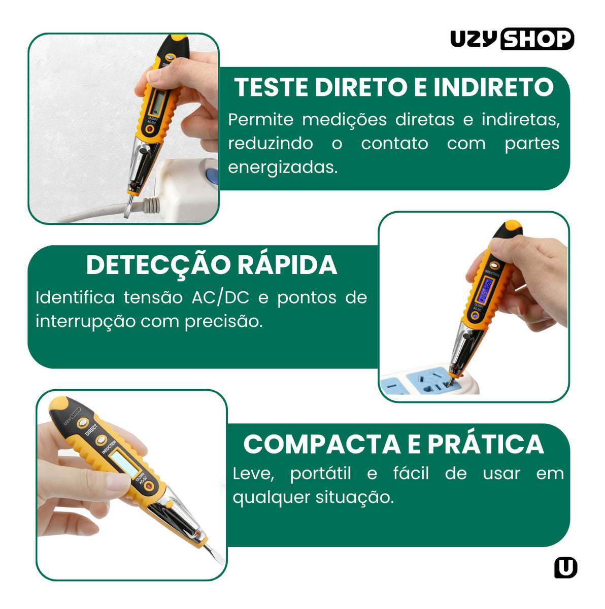 Kit Chave Teste Digital e Caneta Detectora Voltímetro Segura - Imagem 2