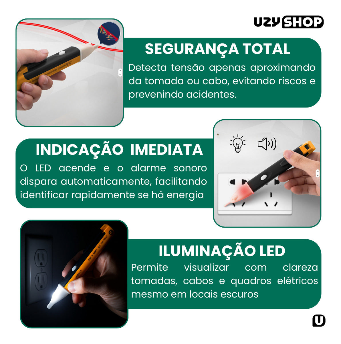 Kit Chave Teste Digital e Caneta Detectora Voltímetro Segura - Imagem 3
