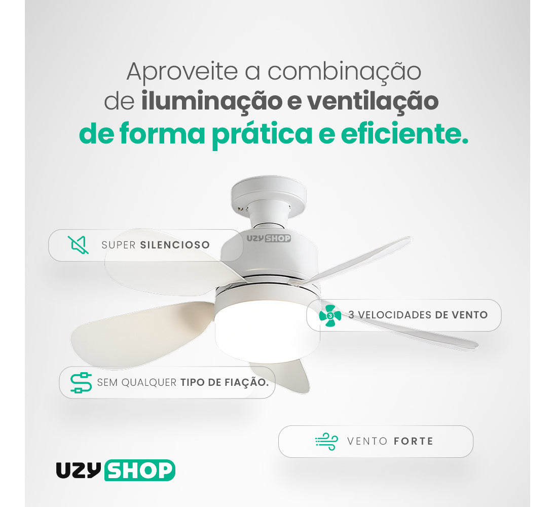 Ventilador De Teto Silencioso 60w Com Luz Led Lâmpada Top Em - Imagem 4