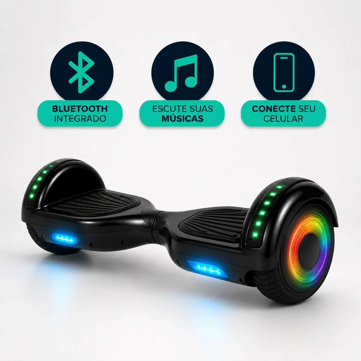 Hoverboard Infantil 6.5 Polegadas LED Bluetooth 600W Motor Duplo