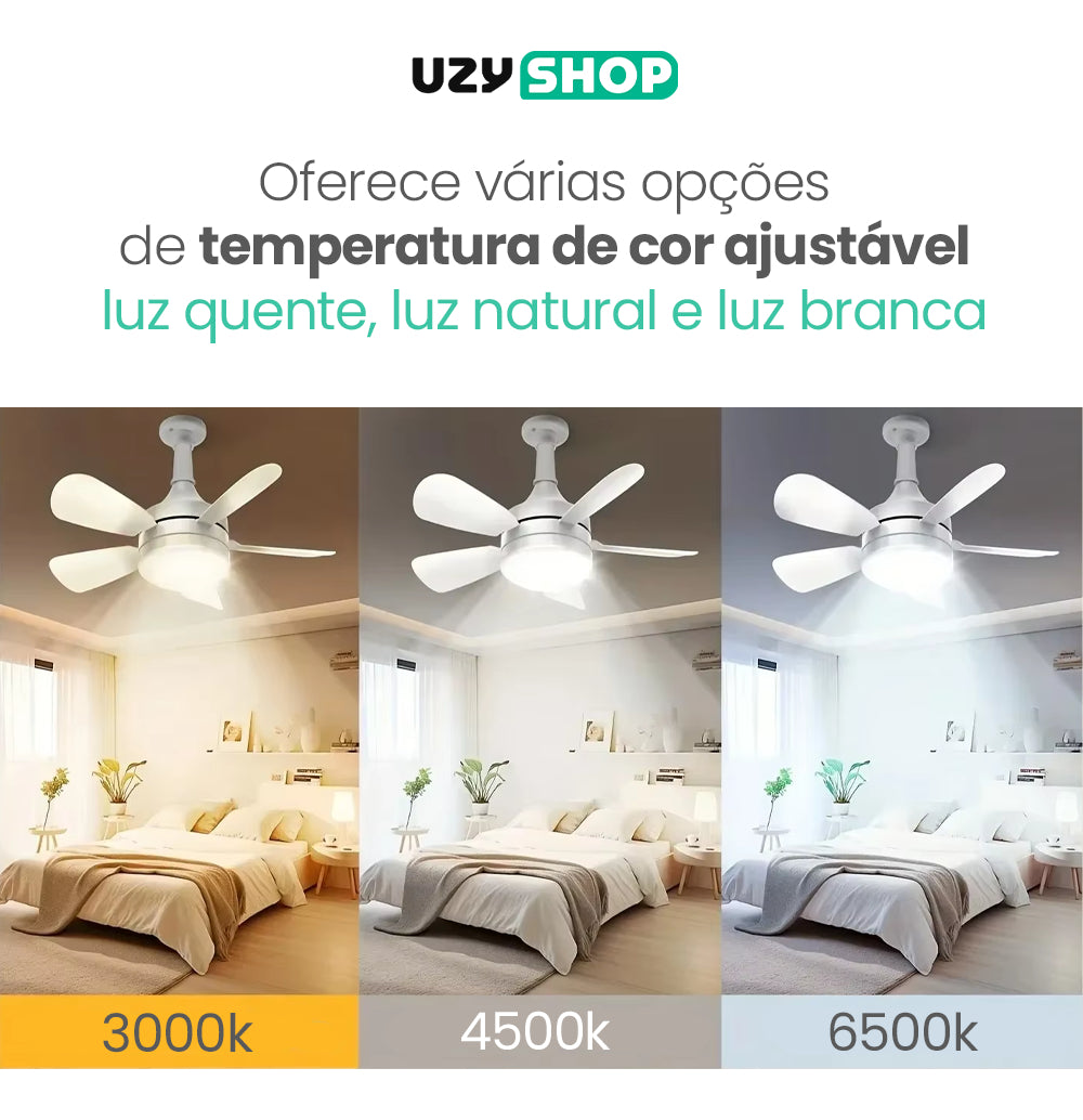 Ventilador De Teto Silencioso 60w Com Luz Led Lâmpada Top Em - Imagem 2