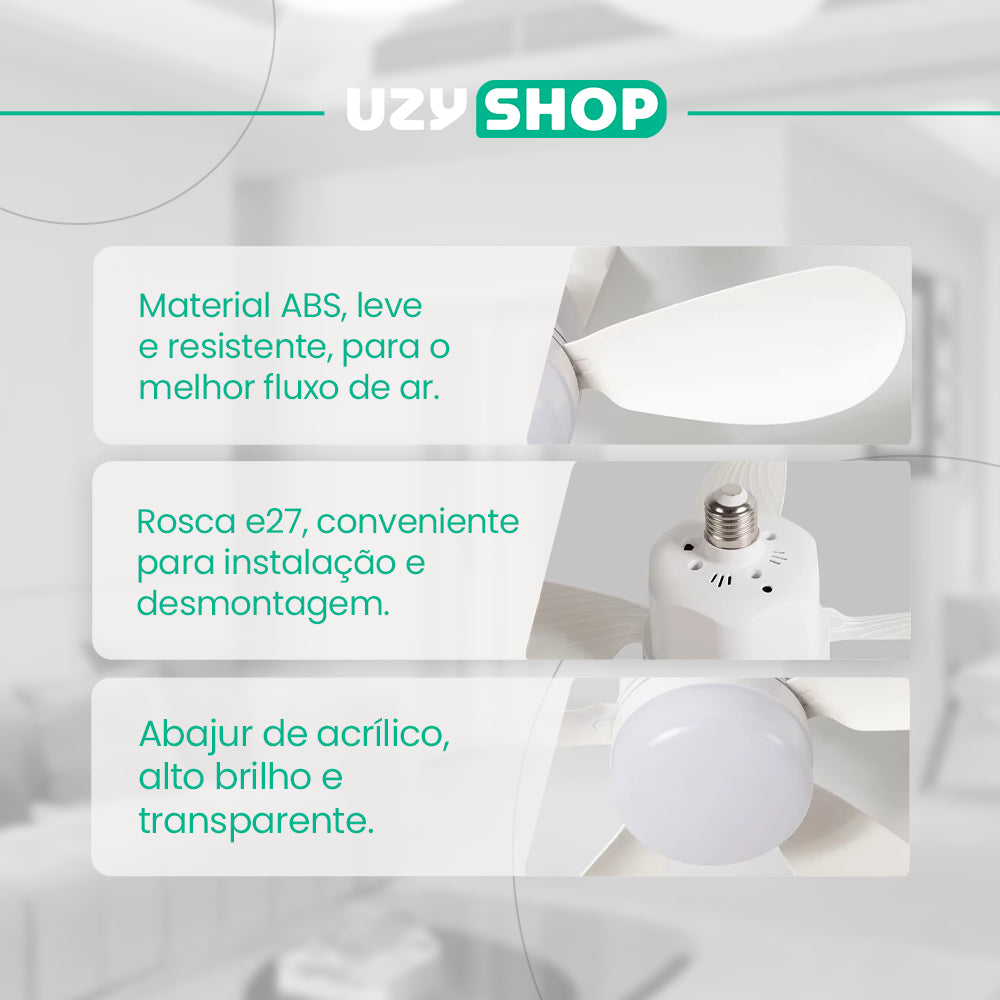 Ventilador De Teto Silencioso 60w Com Luz Led Lâmpada Top Em - Imagem 3