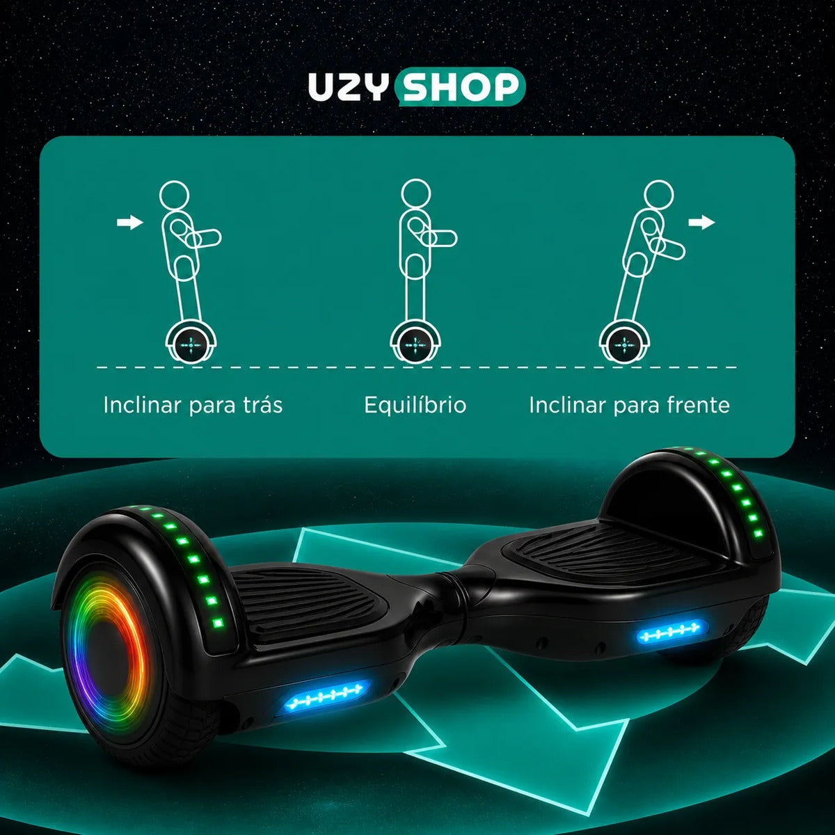 Hoverboard Infantil 6.5 Polegadas LED Bluetooth 600W Motor Duplo