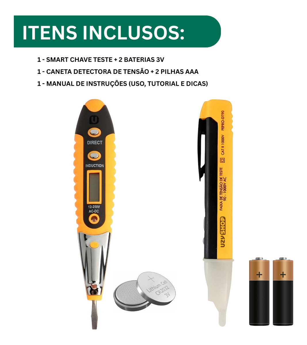 Kit Chave Teste Digital e Caneta Detectora Voltímetro Segurança e Praticidade