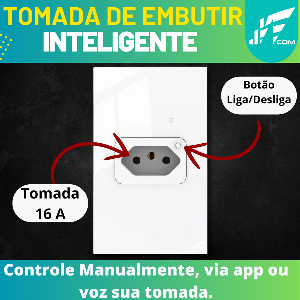 Tomada WiFi Inteligente de Embutir 20A Preto/Branco – Controle e Economia na Palma da Sua Mão! - Uzy Shop
