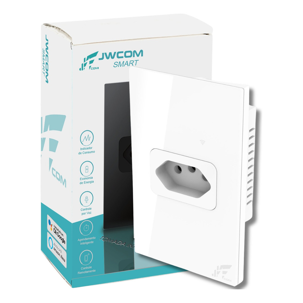 Tomada WiFi Inteligente de Embutir 20A Preto/Branco – Controle e Economia na Palma da Sua Mão! - Uzy Shop