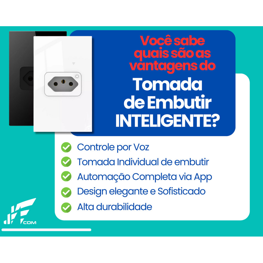 Tomada WiFi Inteligente de Embutir 20A Preto/Branco – Controle e Economia na Palma da Sua Mão! - Uzy Shop
