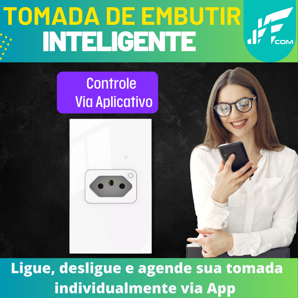 Tomada WiFi Inteligente de Embutir 20A Preto/Branco – Controle e Economia na Palma da Sua Mão! - Uzy Shop