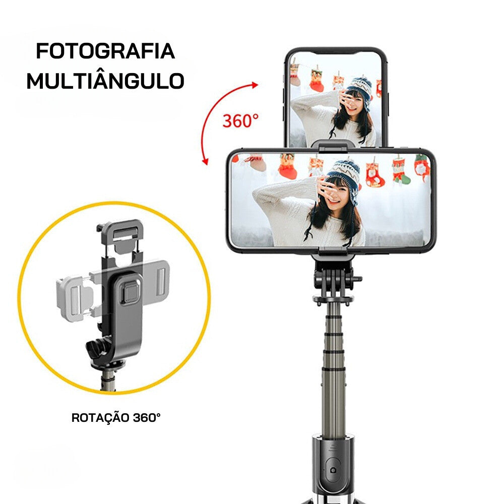Bastão Pau de selfie Tripé Retrátil Com Luz LED Controle Bluetooth Celular