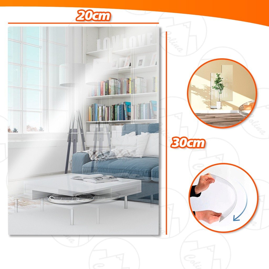 Espelhos Adesivos Acrílico Oval e Retangular Diversos Tamanhos – Decoração Moderna e Versátil! - Uzy Shop