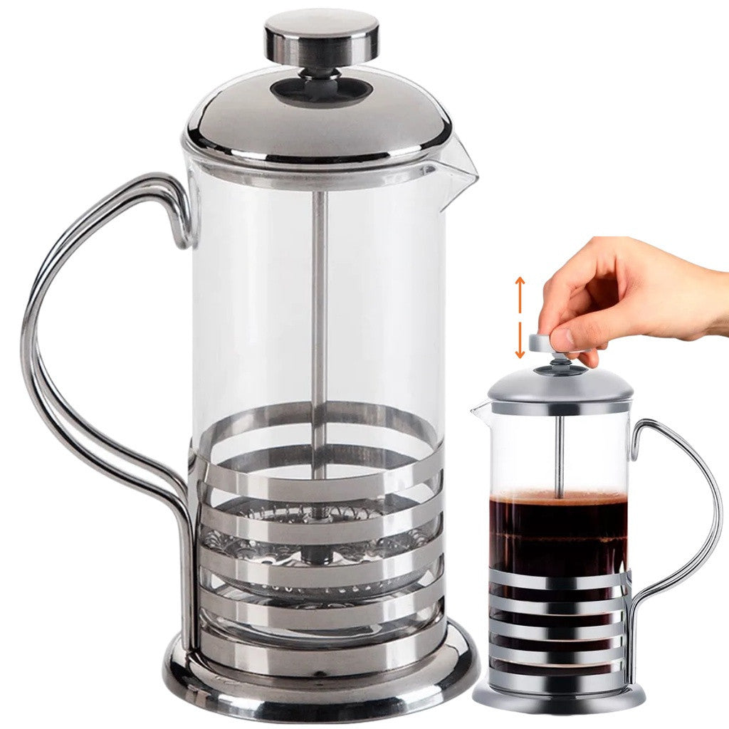 Cafeteira Prensa Francesa Cremeira em Vidro e Inox - Capacidade de 350ml, 600ml, 800ml e 1000ml para Café e Chá - Uzy Shop