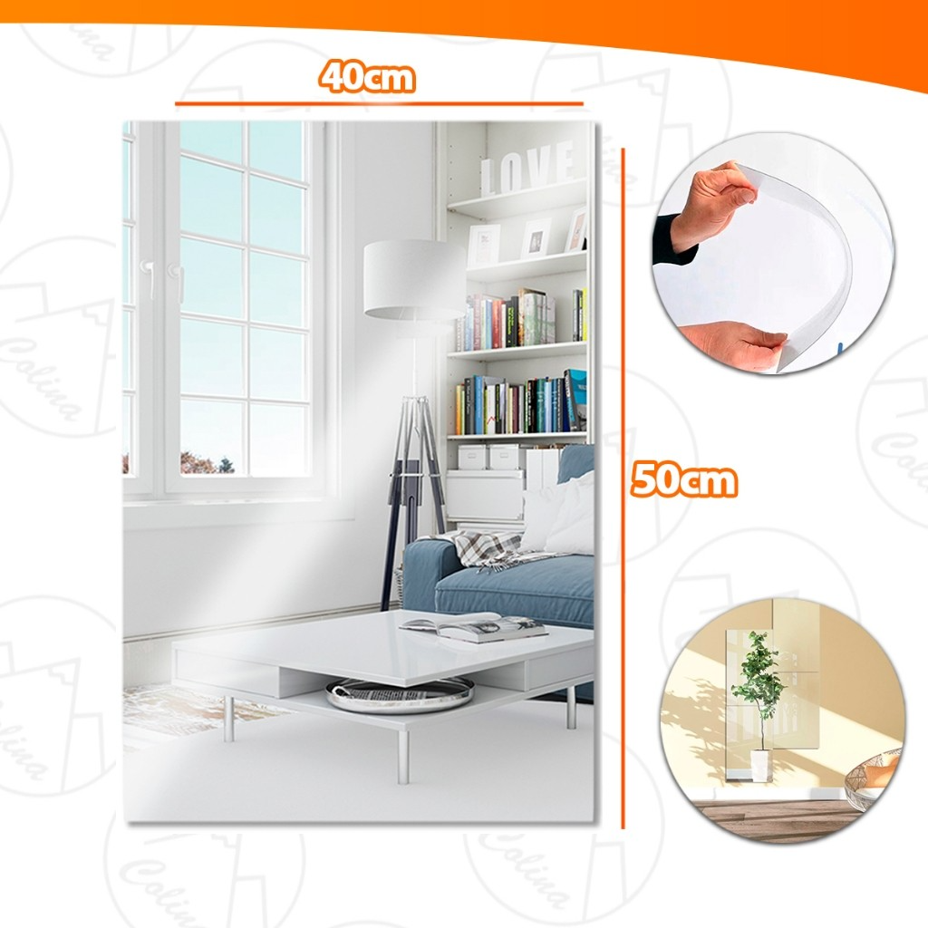 Espelhos Adesivos Acrílico Oval e Retangular Diversos Tamanhos – Decoração Moderna e Versátil! - Uzy Shop