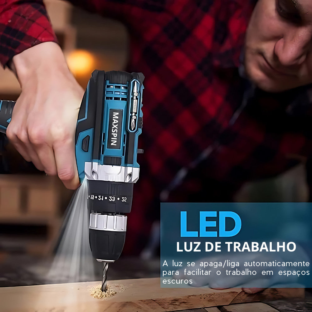 Furadeira e Parafusadeira MaxSpin 48V com Maleta e Acessório