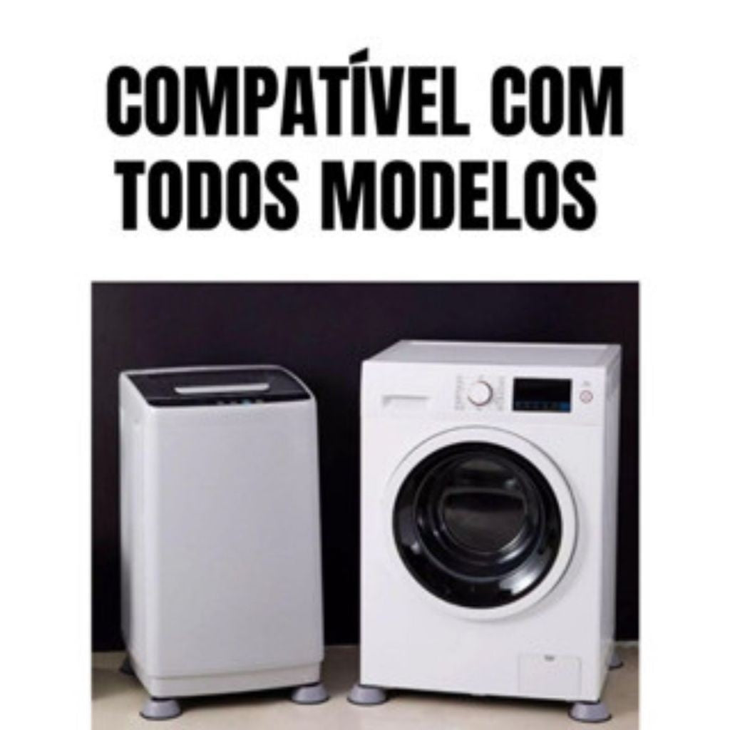 Kit 4 Pés Anti Vibração para Lava e Seca, Geladeira, Fogão e Máquina de Lavar com Ventosas