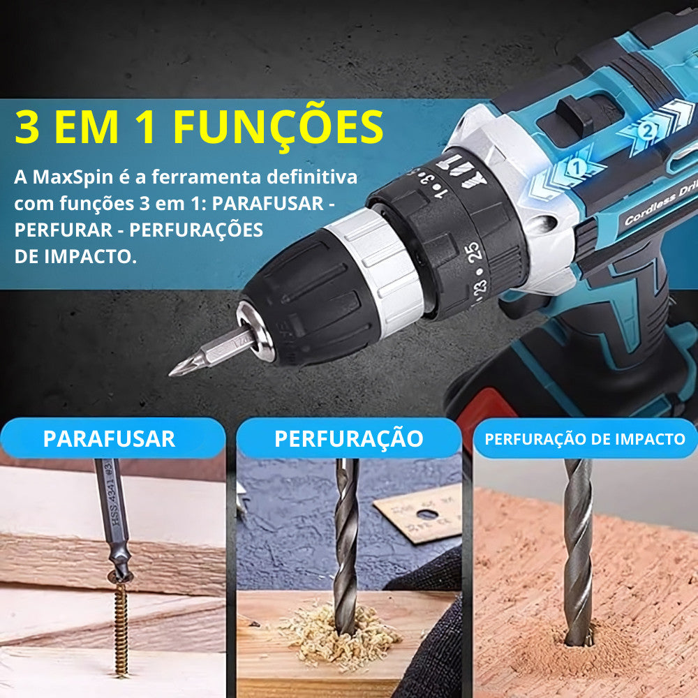 Furadeira e Parafusadeira MaxSpin 48V com Maleta e Acessório