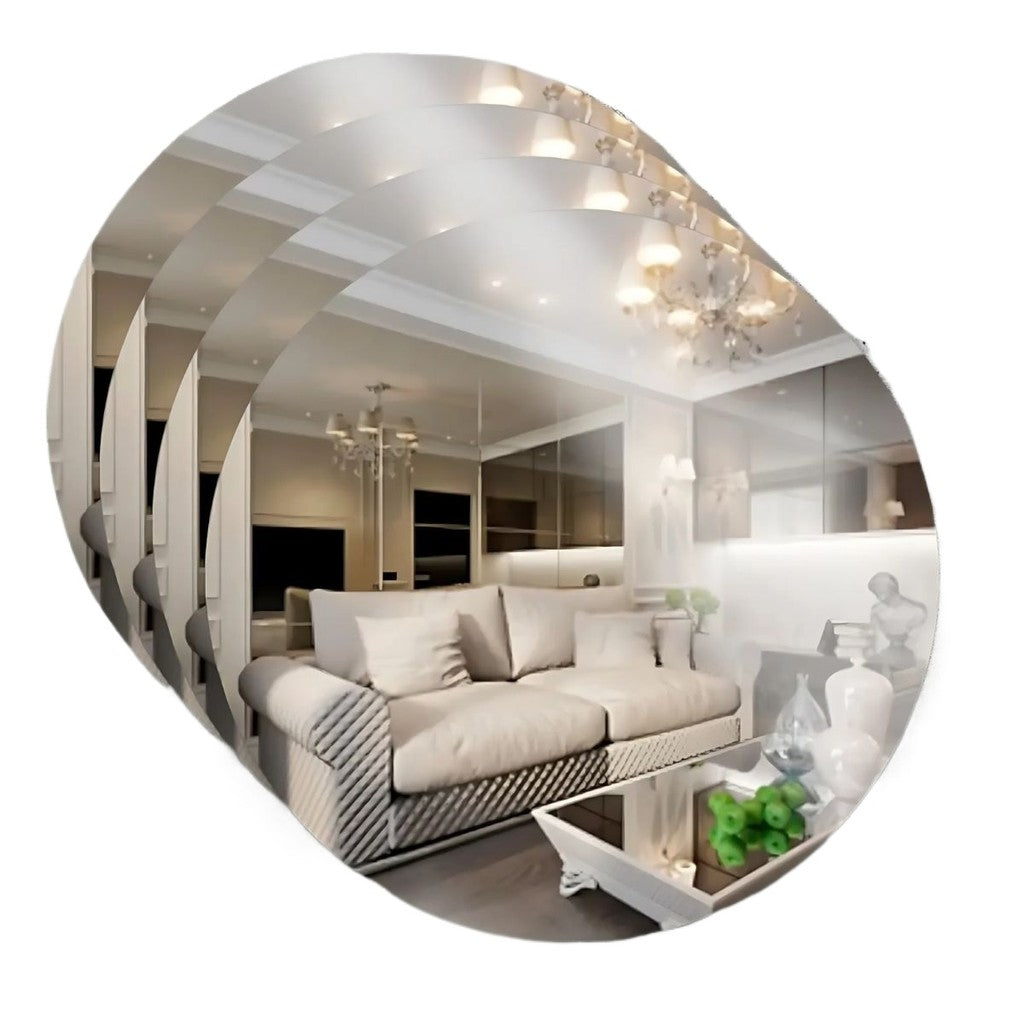 Espelho Adesivo Redondo 30x30cm em Acrílico Flexível com Adesivo de Alta Fixação para Decoração
