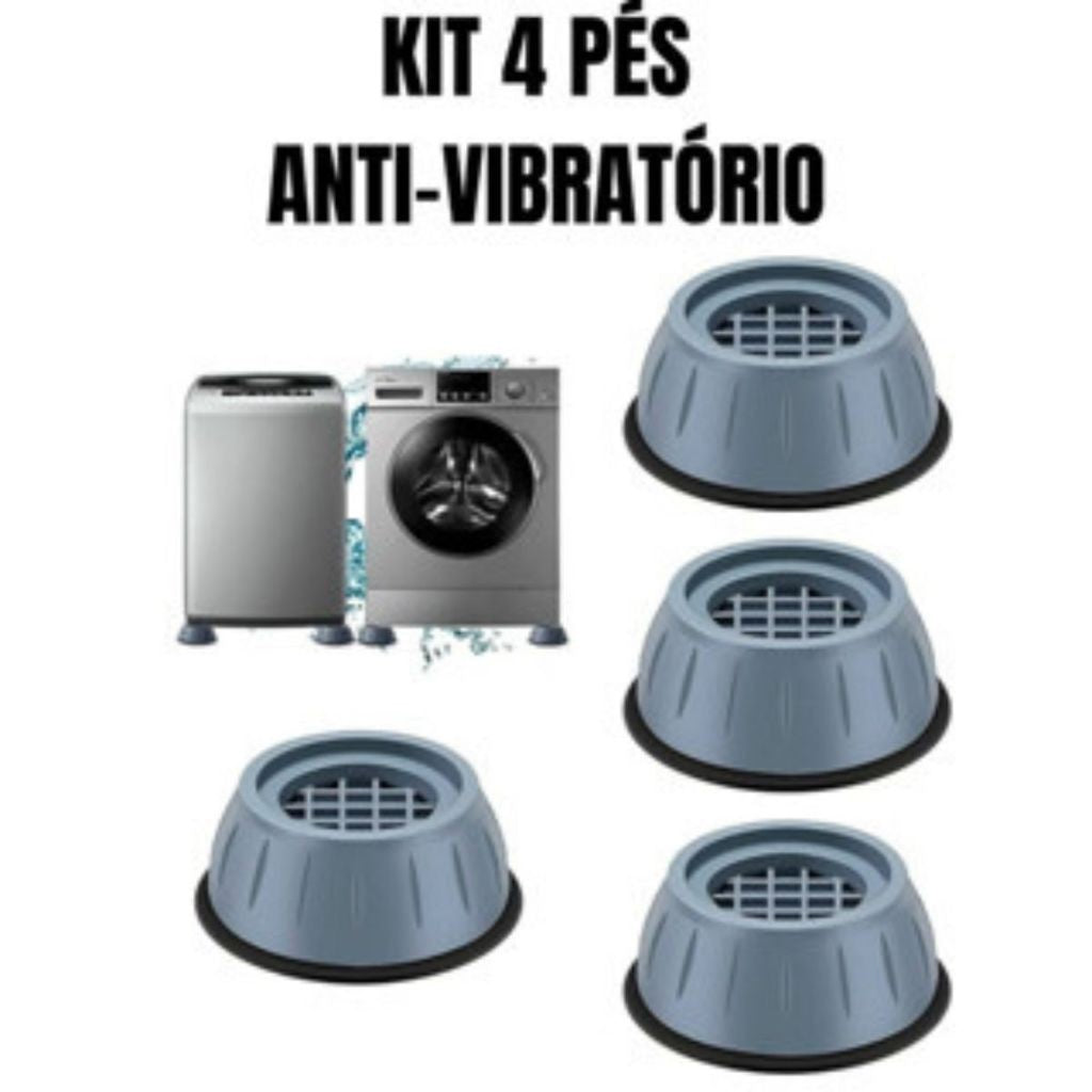 Kit 4 Pés Anti Vibração para Lava e Seca, Geladeira, Fogão e Máquina de Lavar com Ventosas