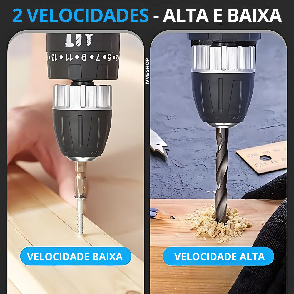 Furadeira e Parafusadeira MaxSpin 48V com Maleta e Acessório